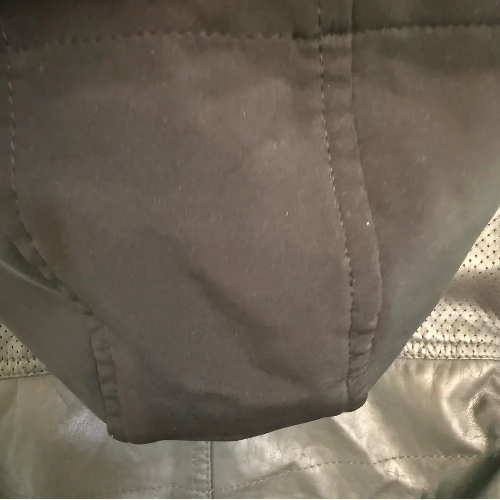 Urban Republic Kids Gray and Black faux leather Jacket youth size 7 hooded